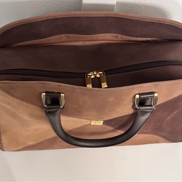 VTG Diane Von Furstenburg Faux Suede Leather Purse Handbag Tote Weekend Luggage - Picture 8 of 16